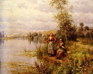 Country Women Fishing On A Summer Afternoon