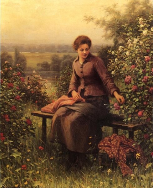 Seated Girl With Flowers