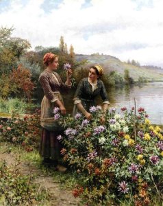 Peasant Girls In Flower Garden