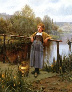 Young Girl By A Stream